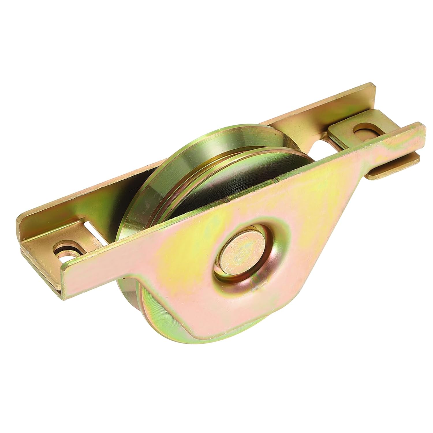 uxcell 3.5 Inch Sliding Door Pulley, 1Pcs V Groove Caster Single Wheels with Bracket Screen Door Rollers for Gate Furniture Wardrobes, Gold