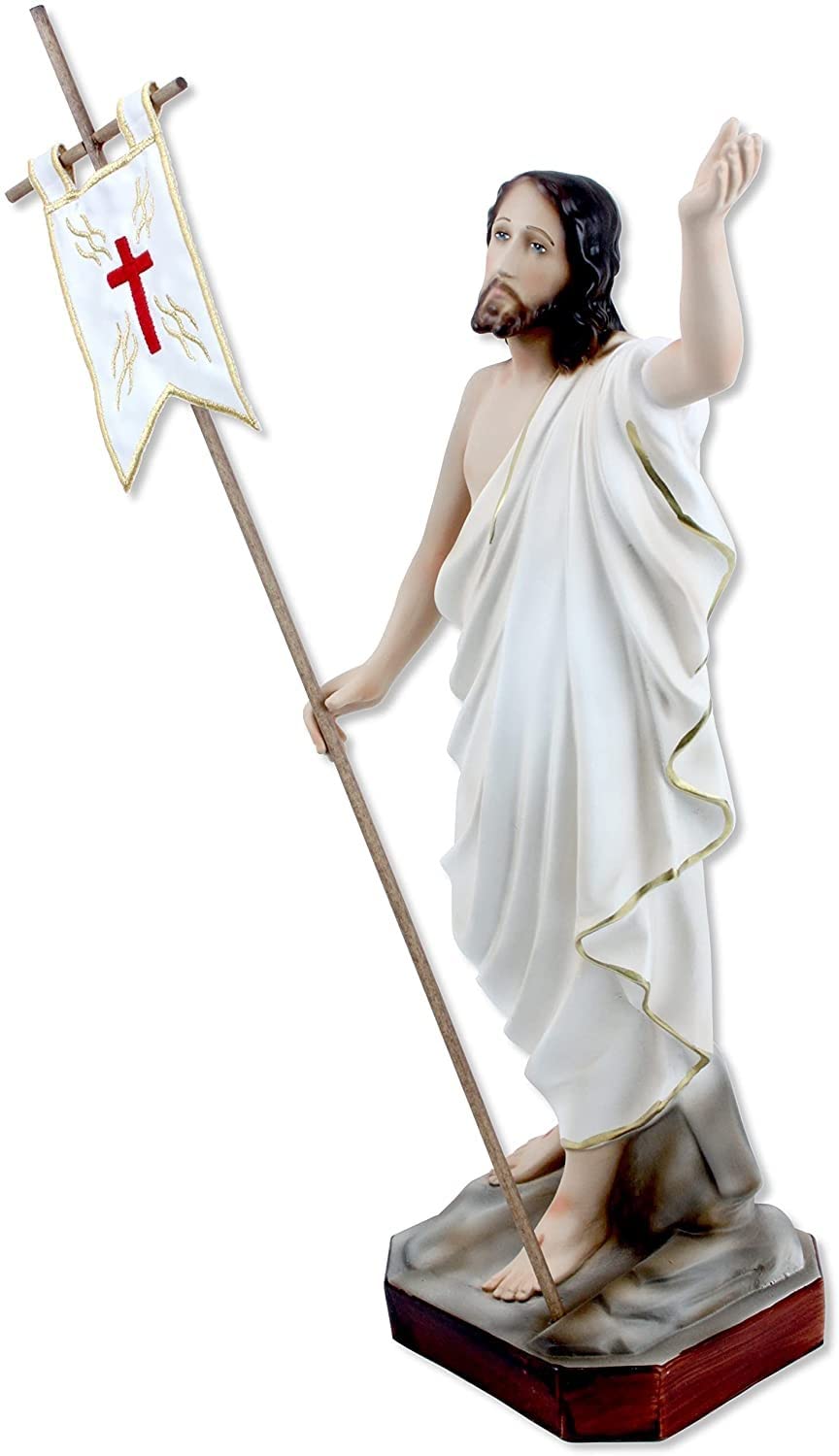 Centro Ardolino Statua Gesù Cristo Risorto in Resina - Cm 40 - Dipinto a Mano - Made in Italy Shop