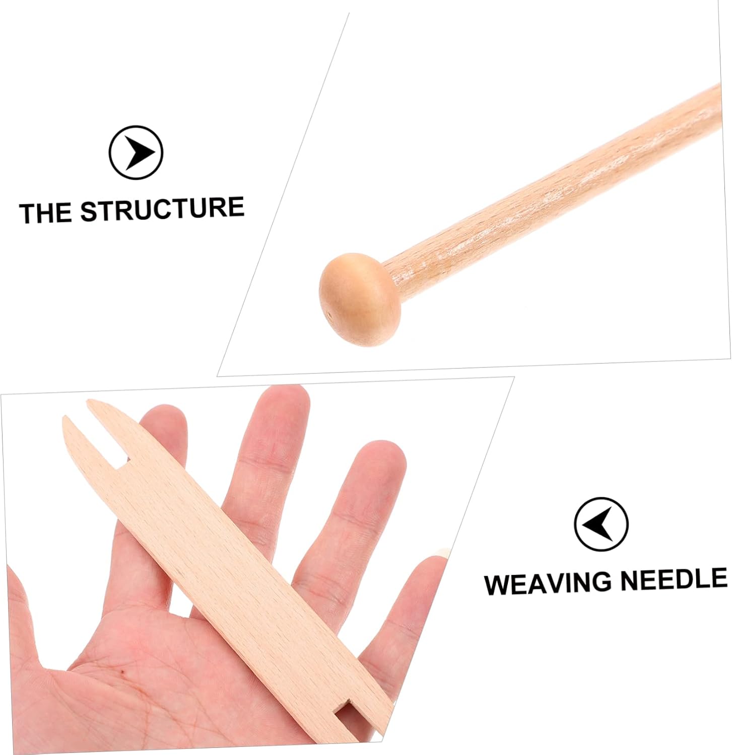 MINAOLULUS 1set Wooden Weaving Tools Tapestry Making Stick and Weaving Comb for Knitting Projects Smooth Crafting Equipment for Sweaters Scarves and Hats