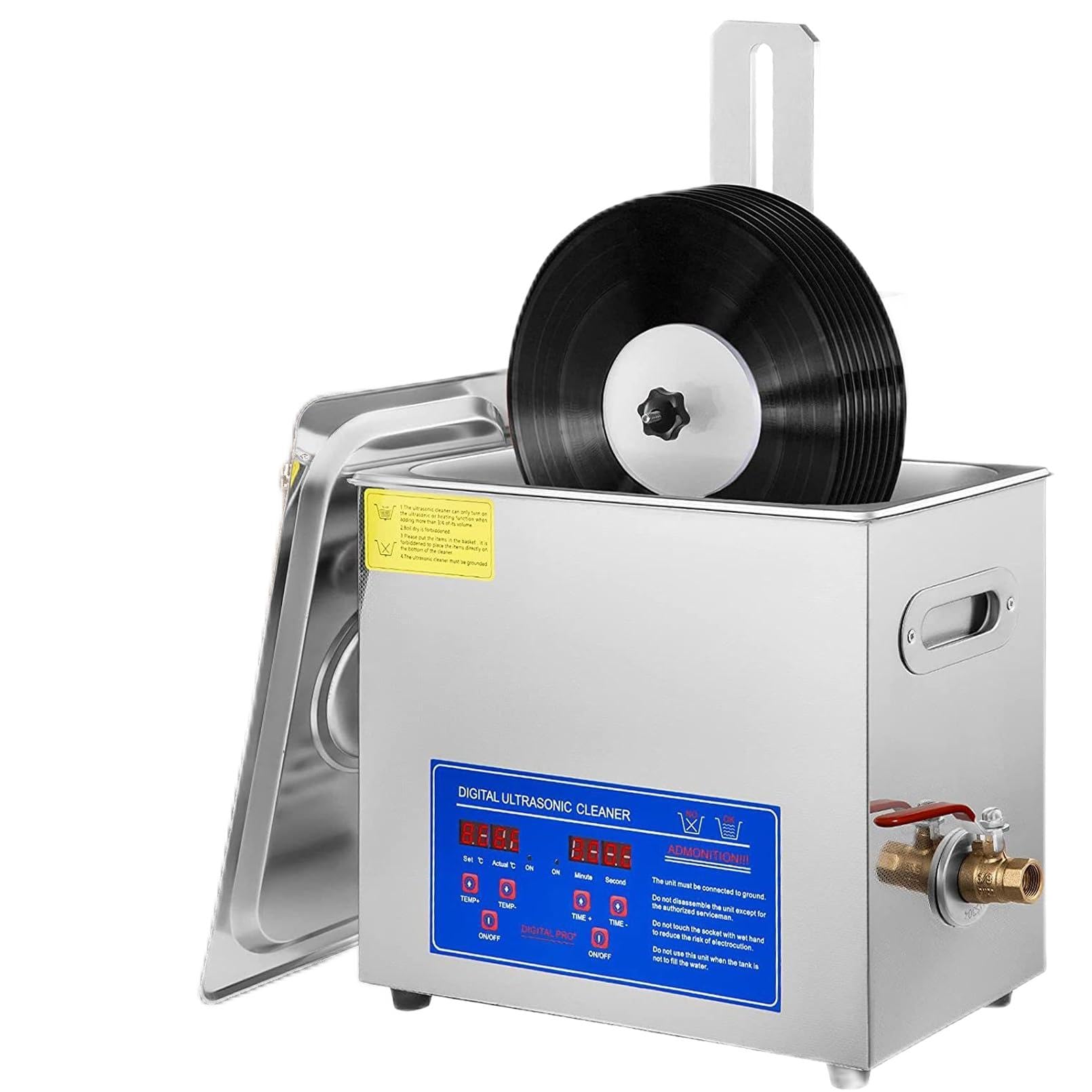 Macchina per la Pulizia ad ultrasuoni da Laboratorio, 180 W, 6 Litri, per Dischi in Vinile, Vasca ad ultrasuoni, Macchina per la Pulizia di Dischi, per Gioielli in Argento, Anelli, Orecchini