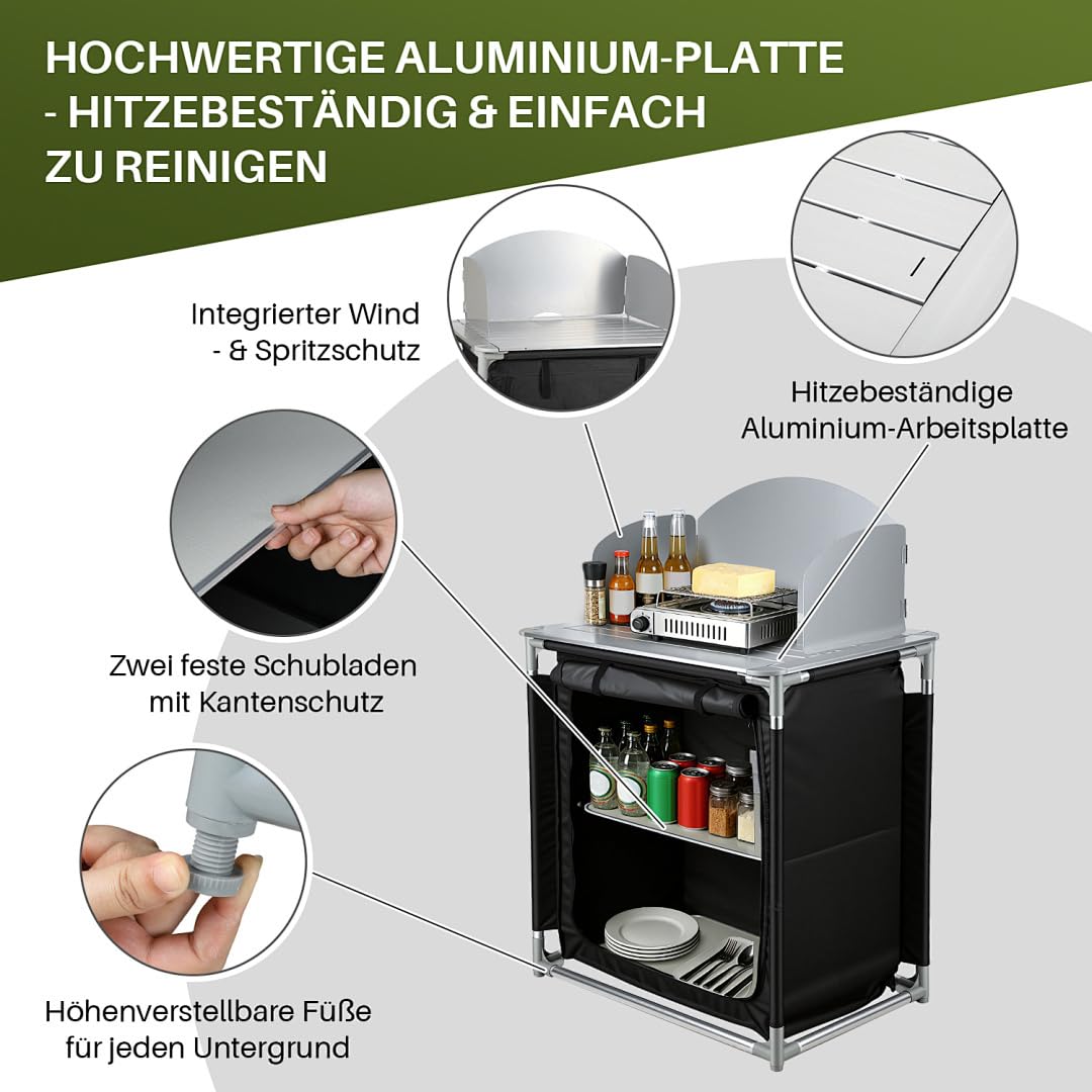 Kuchnia kempingowa, składana, szafka namiotowa, pudełko kuchenne, na kemping, do kuchni, na kemping, piknik, imprezę w ogrodzie