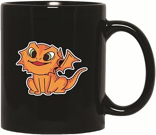Cute Baby Dragon Gift for Kids Cartoon Style Dragons 11oz 15oz Black Coffee Mug