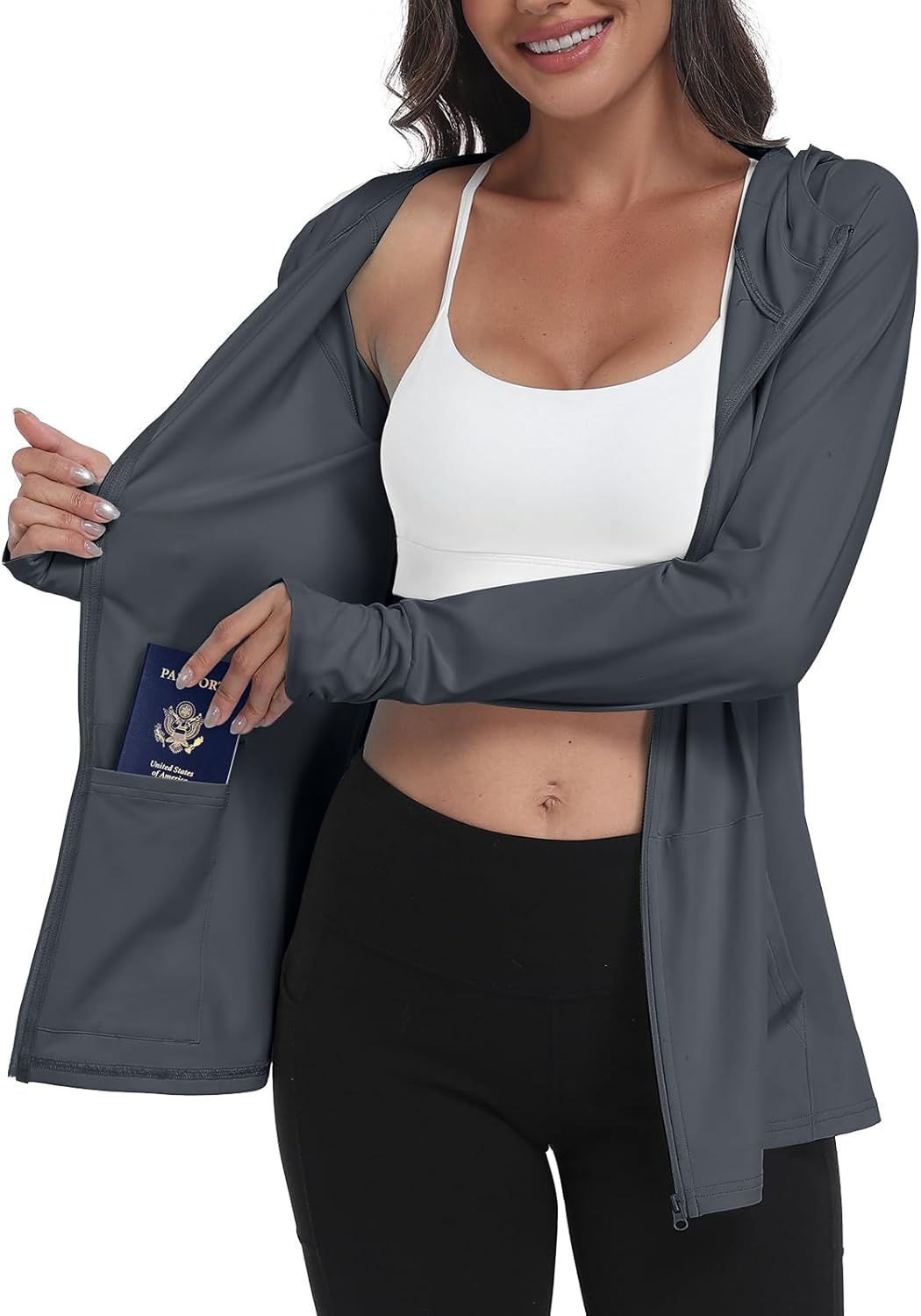 SeSe Code UPF 50+ Hoodie With Eye Mask Womens Zip Up Travel Jackets Sleep Sun Protection Shirts Pockets Outdoor Nap
