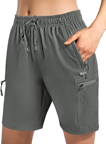 BVVU Womens Hiking Cargo Shorts Lightweight 7" Athletic Shorts for Women Quick Dry Casual Travel with Pockets