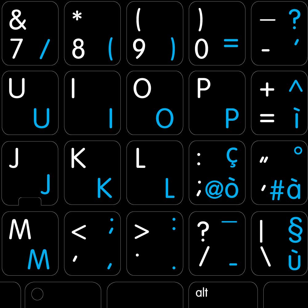 MAC English-Italian Keyboard Stickers ON Black Background for Desktop, Laptop and Notebook