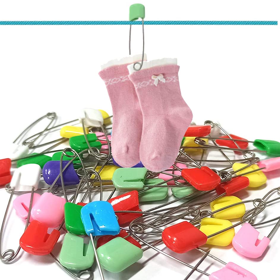 Spille da Balia 50 PCS Spille di Sicurezza Grandi Piccole con Testa Colorata Clip in Plastica
