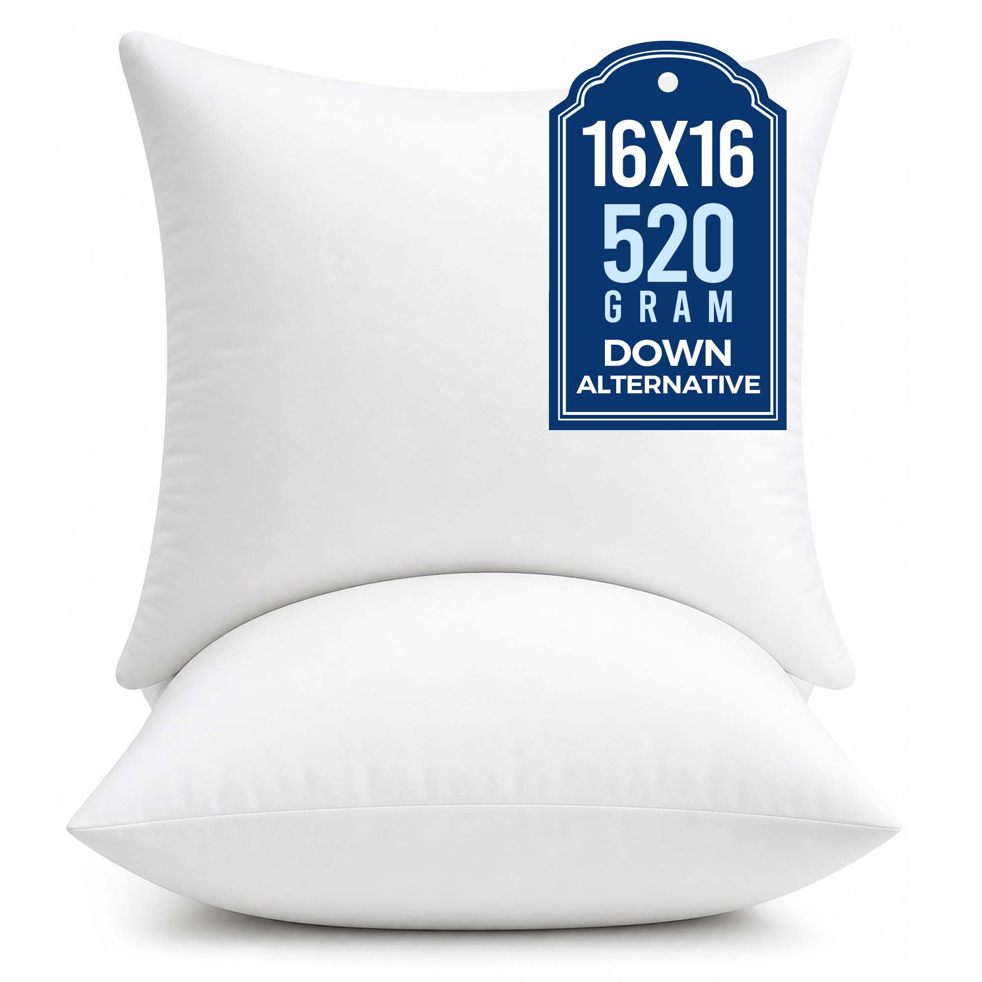 puredown 16x16 Throw Pillow Inserts, 2 Pack