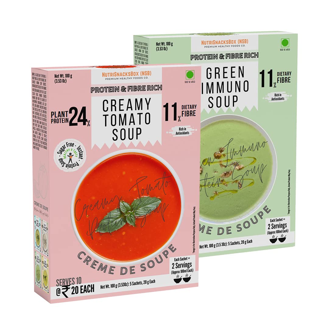 See full amazon price history chart for NutriSnacksBox Healthy Soup Combo Pack, 200g (Pack of 2 x 100g) | (10 Soup Sachets x 20g) | Creamy Tomato Soup | Green Immuno Soup | Healthy Soup with Protein and Fibers NutriSnacksBox Healthy Soup Combo Pack, 200g (Pack of 2 x 100g) | (10 Soup Sachets x 20g) | Creamy Tomato Soup | Green Immuno Soup | Healthy Soup with Protein and Fibers (B0BQVT6SJP) Amazon Price History, Amazon Price Tracker