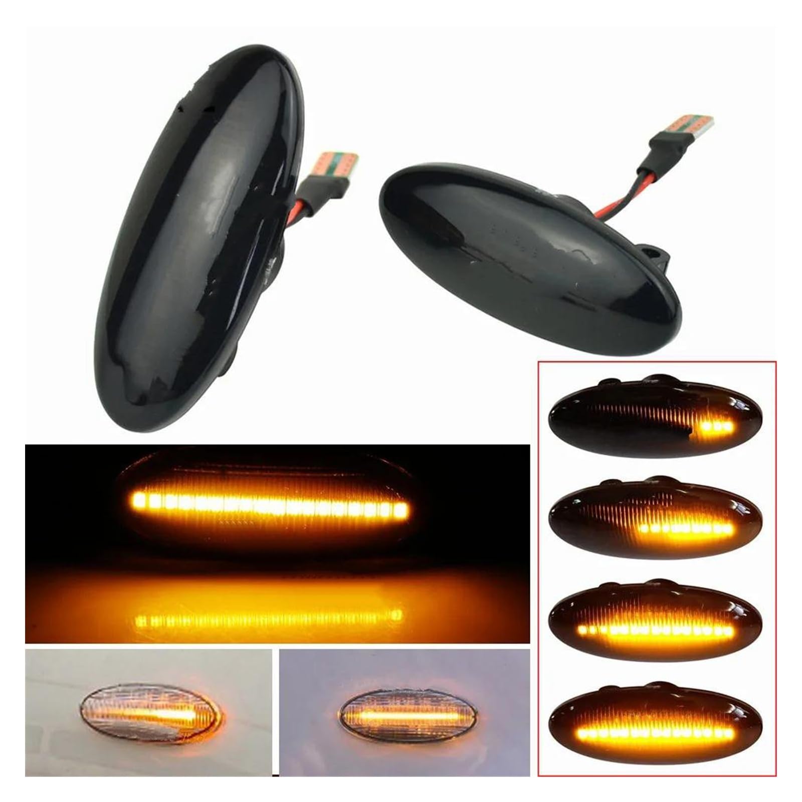 Dynamische LED-knipperlichten Met Sequentiële Running Lights – Transparant, Compatibel Met Cube, Juke, LEAF, Micra, Note, Qashqai, X-Trail