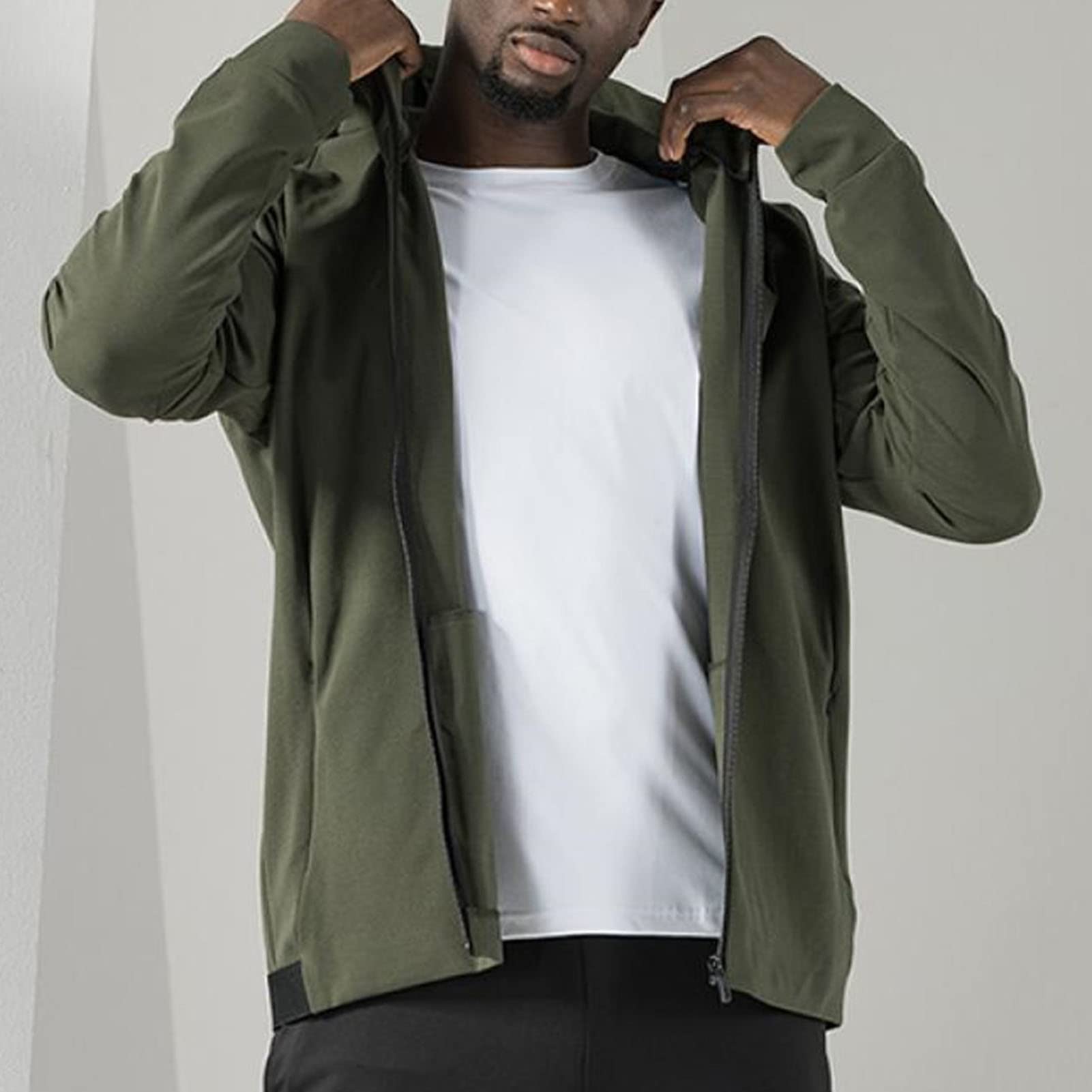 Maiyifu-GJ Men Sports Casual Full Zipper Hoodie Relaxed Fit Mid-Weight Hooded Sweatshirt Long Sleeve Slim Fit Hooded Jackets (Armygreen,4X-Large)