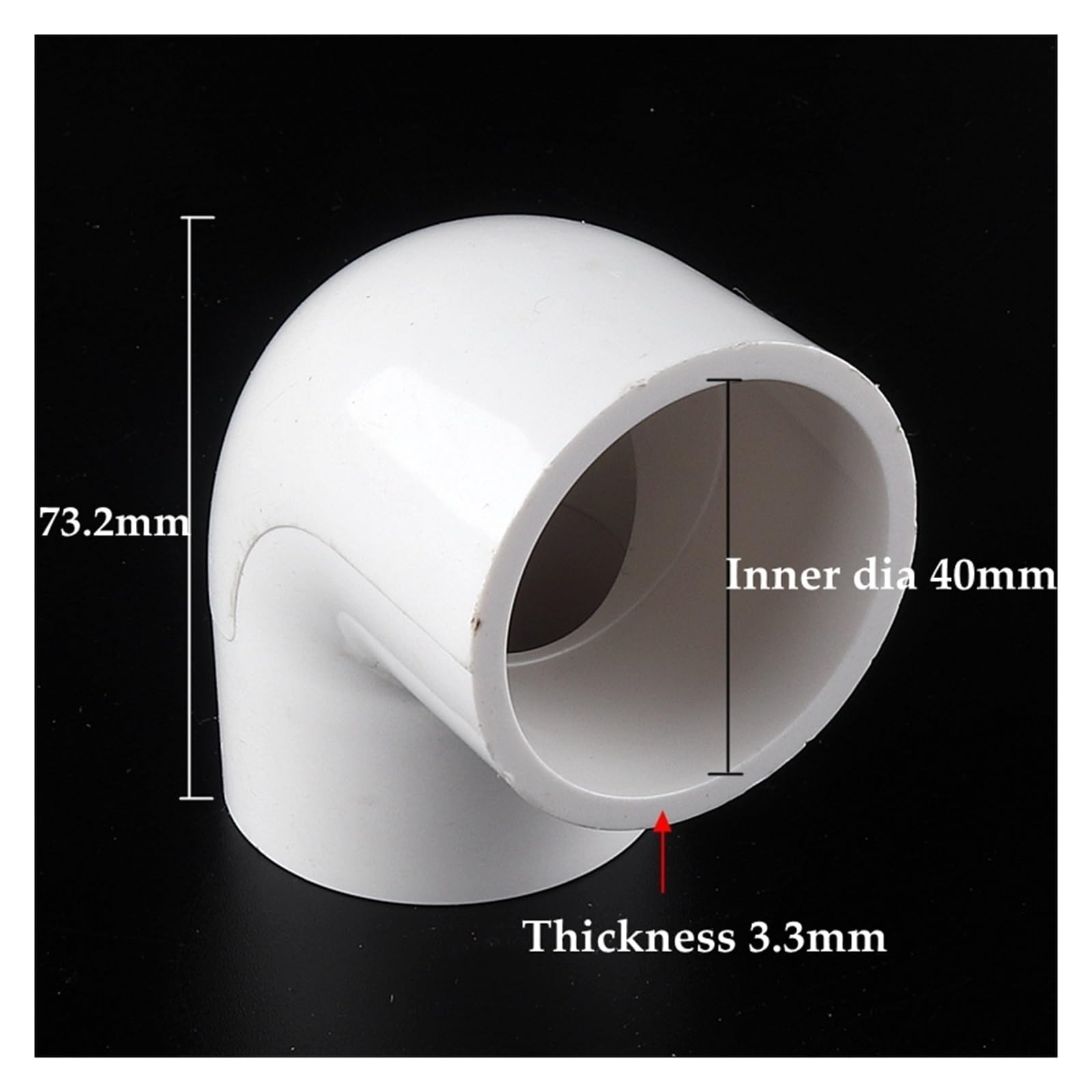 Tuyau en PVC, diamètre intérieur 20~50mm, connecteur coudé égal à 90 °, raccords d'alimentation eau plastique, pièces du système d'irrigation, 5 Convient pour l'irrigation(40mm inner dia,10pcs)