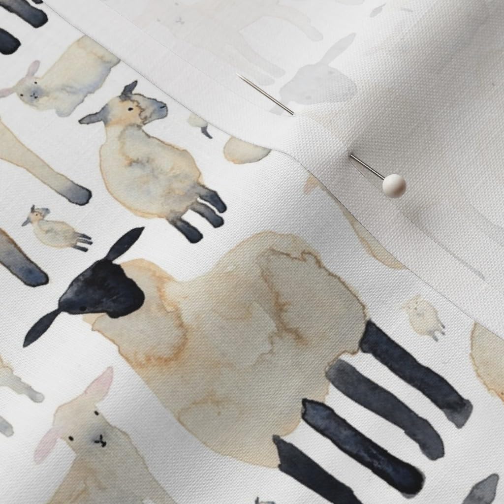 Spoonflower Fabric - White Sheep Farmyard Animal Lamb Spring Easter Printed on Petal Signature Cotton Fabric by The Yard - Sewing Quilting Apparel Crafts Decor