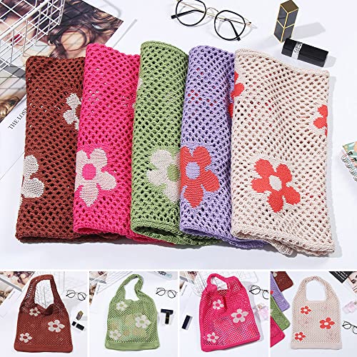 Image of Ovida Crochet Tote Bag Mesh Beach Bag Fairycore Hobo Bag Fairy Grunge Aesthetic Shoulder Bag Y2k Purse for Women Girls