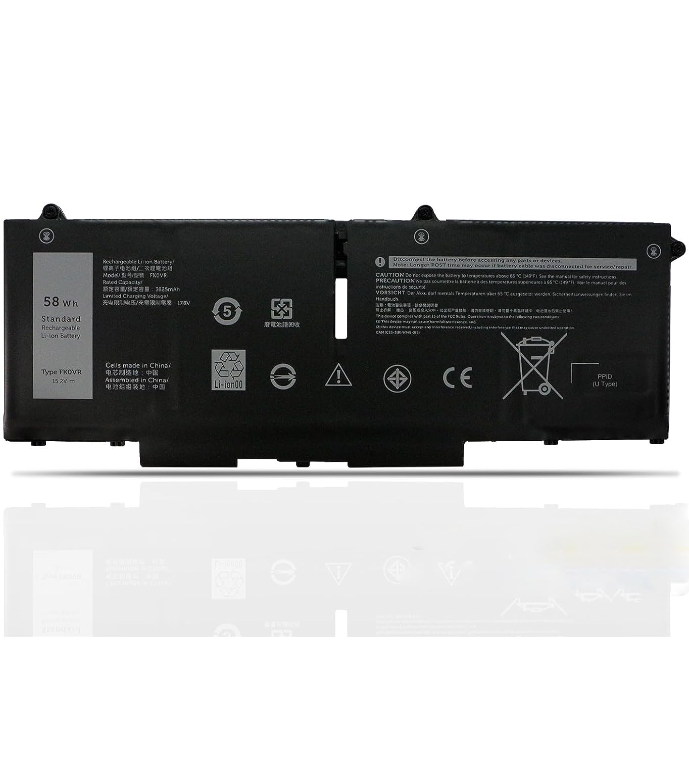 FK0VR FKOVR 8H6WD 293F1 01VX5 404T8 51R71 8P81K Batteria per computer portatile compatibile con Dell Latitude 5330 7330 7430 7530 Latitude 5330 2-in-1/7330 2-in-1/7430 2-in-1 Series(15.2V 58Wh)