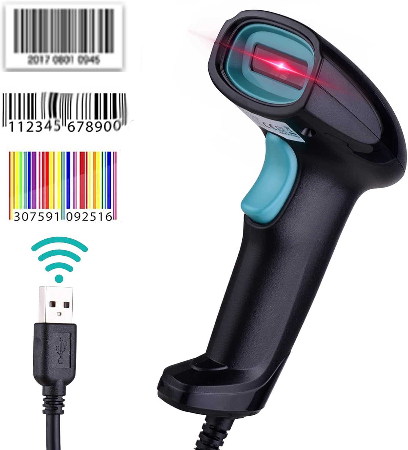 Barcode Scanner, USB Barcode Reader, 300Scans/Sec, 32Bit