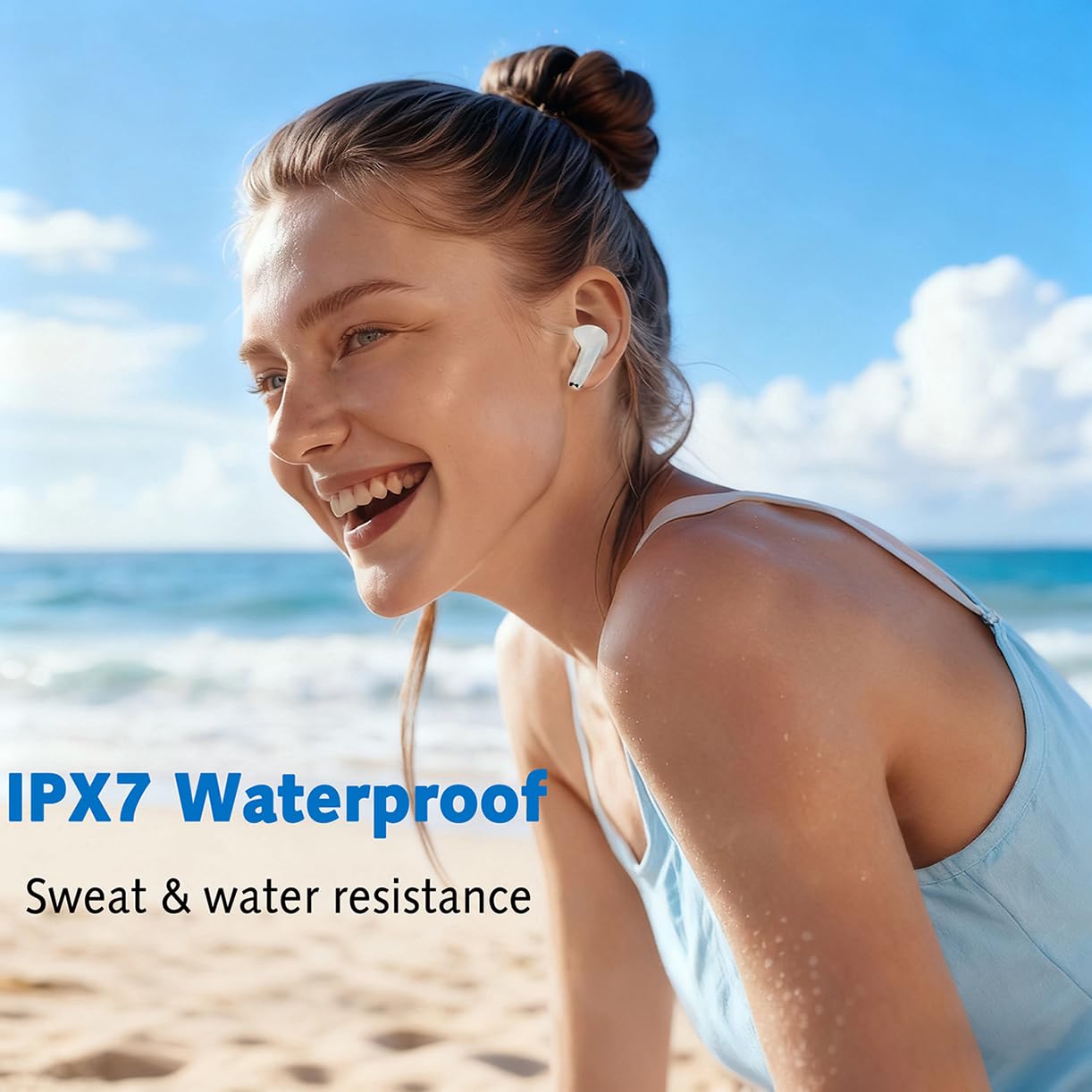 Auriculares Inalámbricos, Auriculares Bluetooth 5.4 In Ear,4 HD Mic con Reducción de Ruido ENC,58 Horas,Control Táctil,Cascos Inalambricos Bluetooth IP7 Impermeable Audifonos para iPhone/iOS/Android — view 7