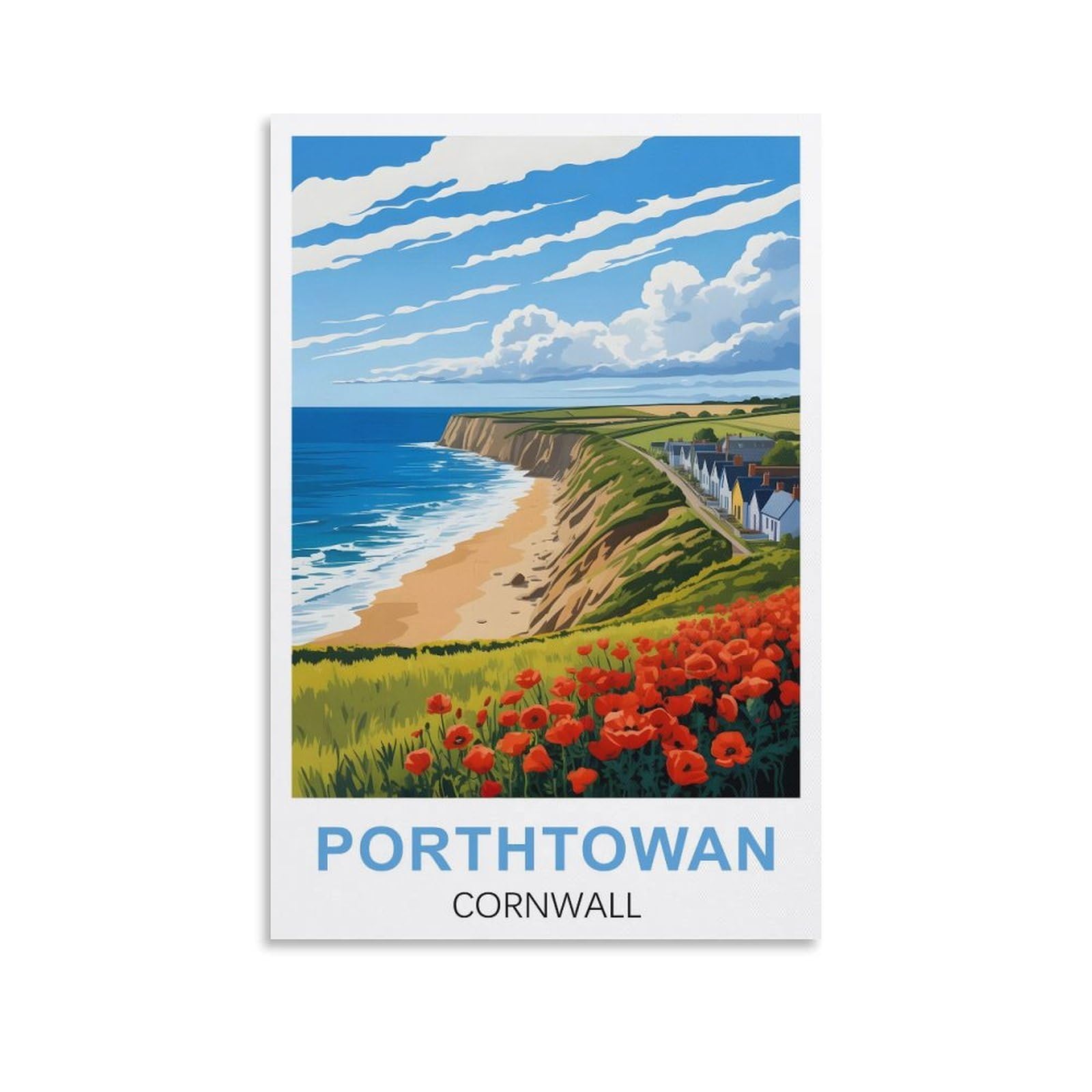 Ezmlfa Women's S418 5D Diamond Art Kits Adults,Porthtowan Cornwall,Gem Art,Crystal Kits Round Drill For Home Wall Decor Gifts,,Men 50X60cm