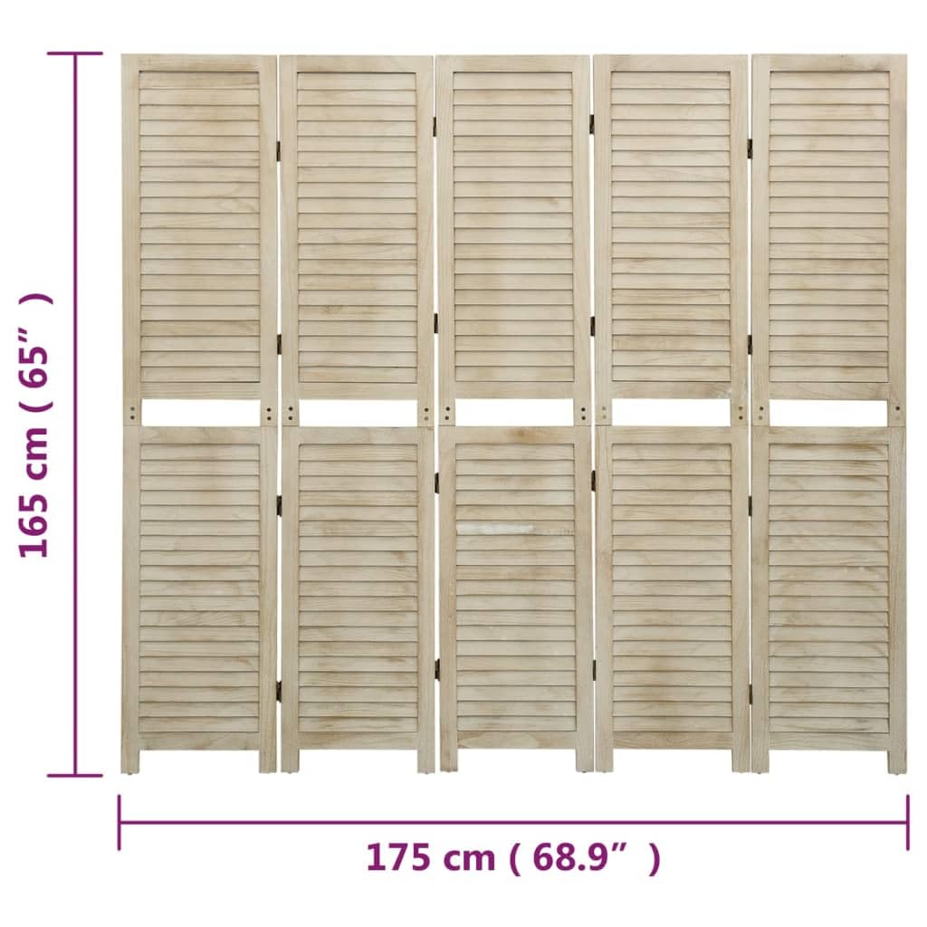 vidaXL Cloison de Séparation 5 Panneaux Séparateur de Pièce Pliable Diviseur Écran d'Intimité Paravent Décoration Salon Crème 175x165 cm Tissu