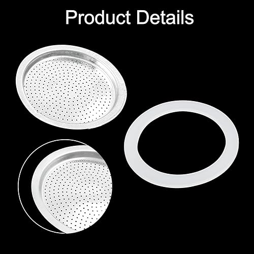 Miniatura 4 de Waziaqoc Espresso Moka - Kit de embudo de repuesto de 3 tazas, 1 embudo de repuesto, 1 filtro de aluminio con 3 paquetes de sellos de junta de
