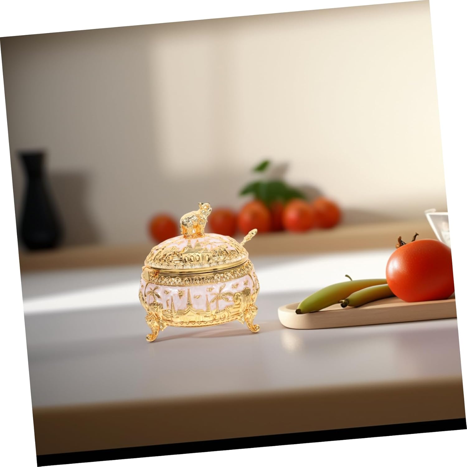 Cabilock Zinc Alloy European Style Sugar Jar Lid Minimalist Condiment Container for Kitchen