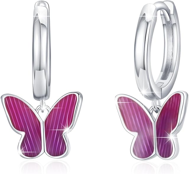 PERZAT Dragonfly Turtle Dinosaur Panda Butterfly Pig Snake Cat Crab Earrings 925 Sterling Silver Animal Hoop Earrings Hypoallergenic Animal Jewelry Gifts for Women Girls