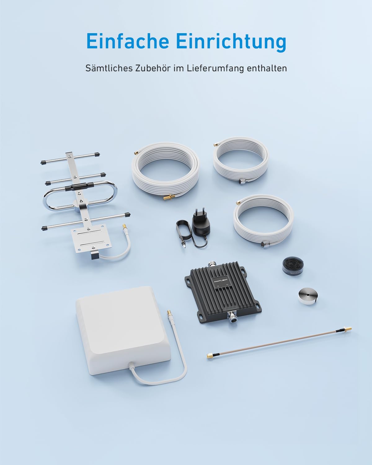 ANNTLENT Empfangsverstärker Handy für alle Netzanbieter in Deutschland, E-plus/O2/T-Mobile, Mobilfunk Signalverstärker Band 20/8, Kompatibel 4G 3G 2G GSM LTE
