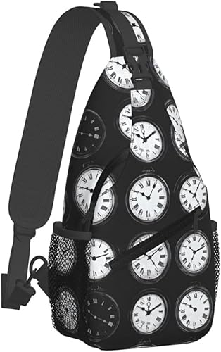 Small Crossbody Bags for Women Men - Vintage Clock Pattern Print Adjustable Shoulder Bag Fanny Packs Belt Sling Bag Crossbody Purses Backpack for