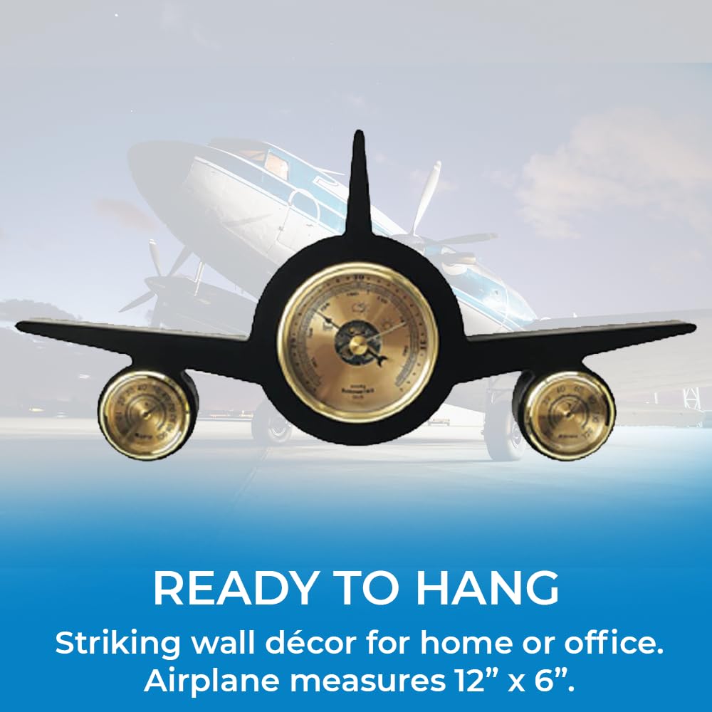 SAGEFINDS Airplane Weather Station | Barometer, Thermometer and Hygrometer| Temperature, Humidity, Air Pressure Gauge | Wall Decor