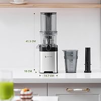 AMZCHEF lassú léfacsaró gyümölcs és zöldséghez, 120 mm széles betöltőnyílás, automatikus vágás, rozsdamentes acél, 60 RPM, könnyű tisztítás 8