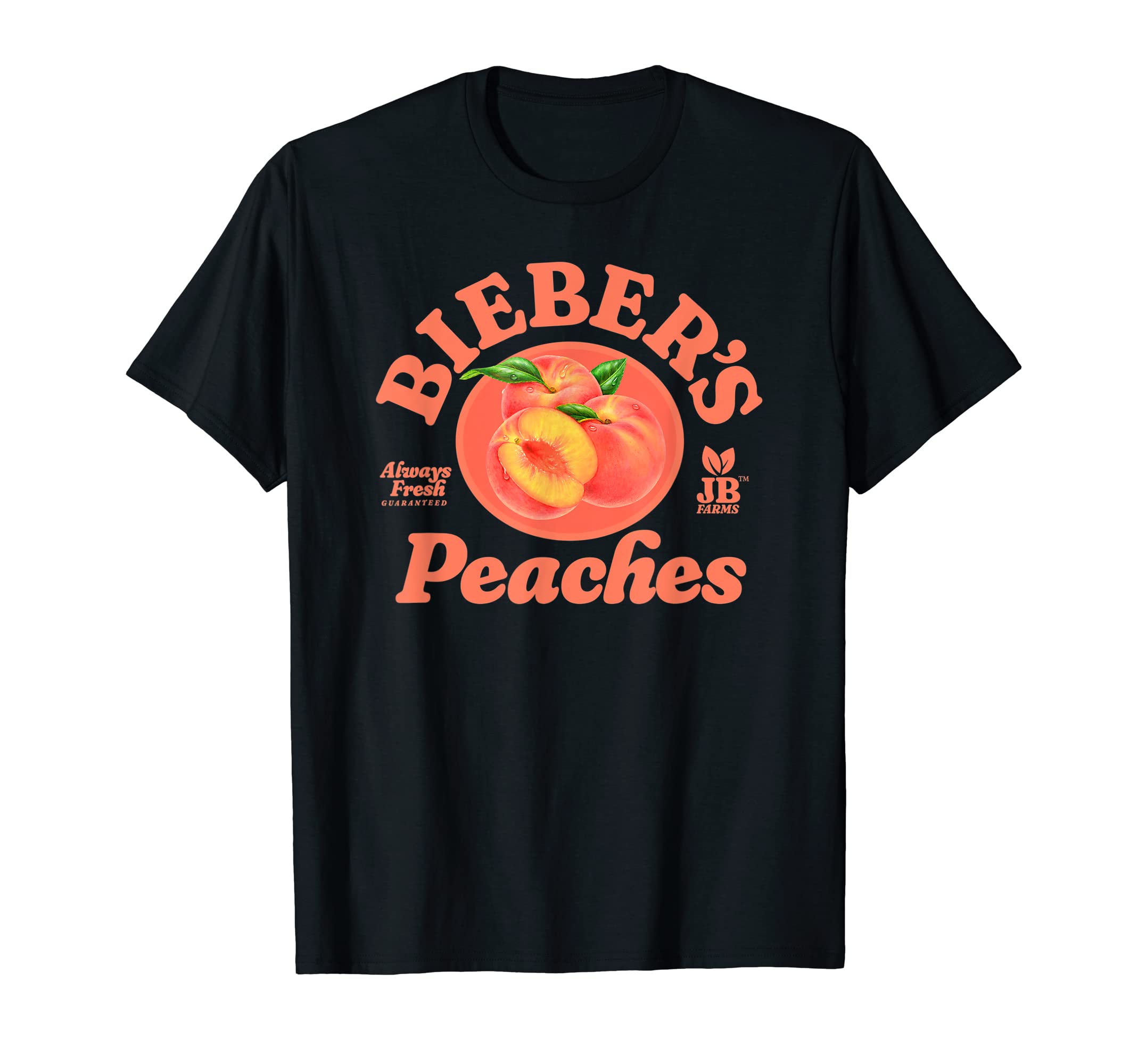 Official Bieber's Peaches Black T-ShirtOEKO-TEX STANDARD 100