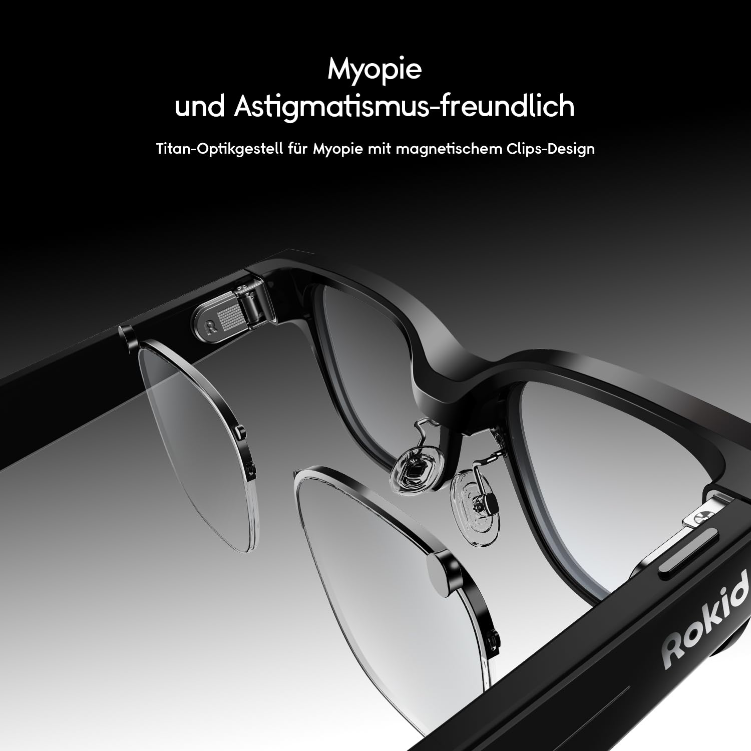 Rokid Glasses (mit Display), AI&AR Smart Glasses, Erste KI-Brille mit ChatGPT & Gemini Support, Ultra-leicht 49g, Echtzeit-Übersetzung & Navigation, Meeting-Notizen