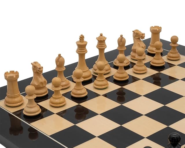 Foto 4 de 8 de Luxury Competition Staunton - Juego de ajedrez con anegre negro de 45 cm y tablero de arce y caja…