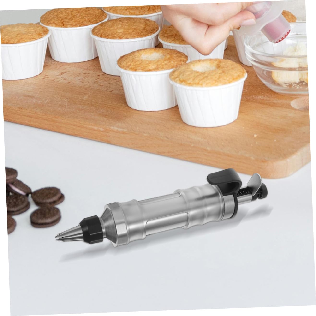 Outil de Décoration Gâteau INOX pour Pâtisserie DIY Presse à Biscuits et Glaçage Ustensile de Cuisine Pratique pour Usage Domestique