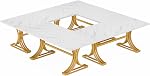LITTLE TREE 63" Rectangular Dining Table for 4-6, Modern Dining Table with White Marble Top & Gold Metal Base, Rectangle Kitchen Tables for Home, Dining Room, Faux Marble White & Gold (Table Only)