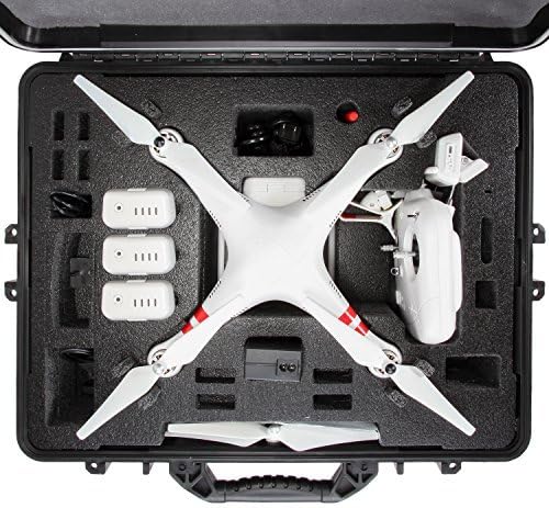 Armor DJI Phantom 3 Hard Case. Military Spec, Waterproof and Airtight, Carrying Case with Foam for DJI Quadcopter and Gopro Accessories (Black)