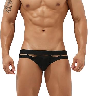 sandbank Mens Sexy Low Rise Quick Dry Swim Briefs Bikini Hollow Patchwork Beachwear Swimsuit Swimwear
