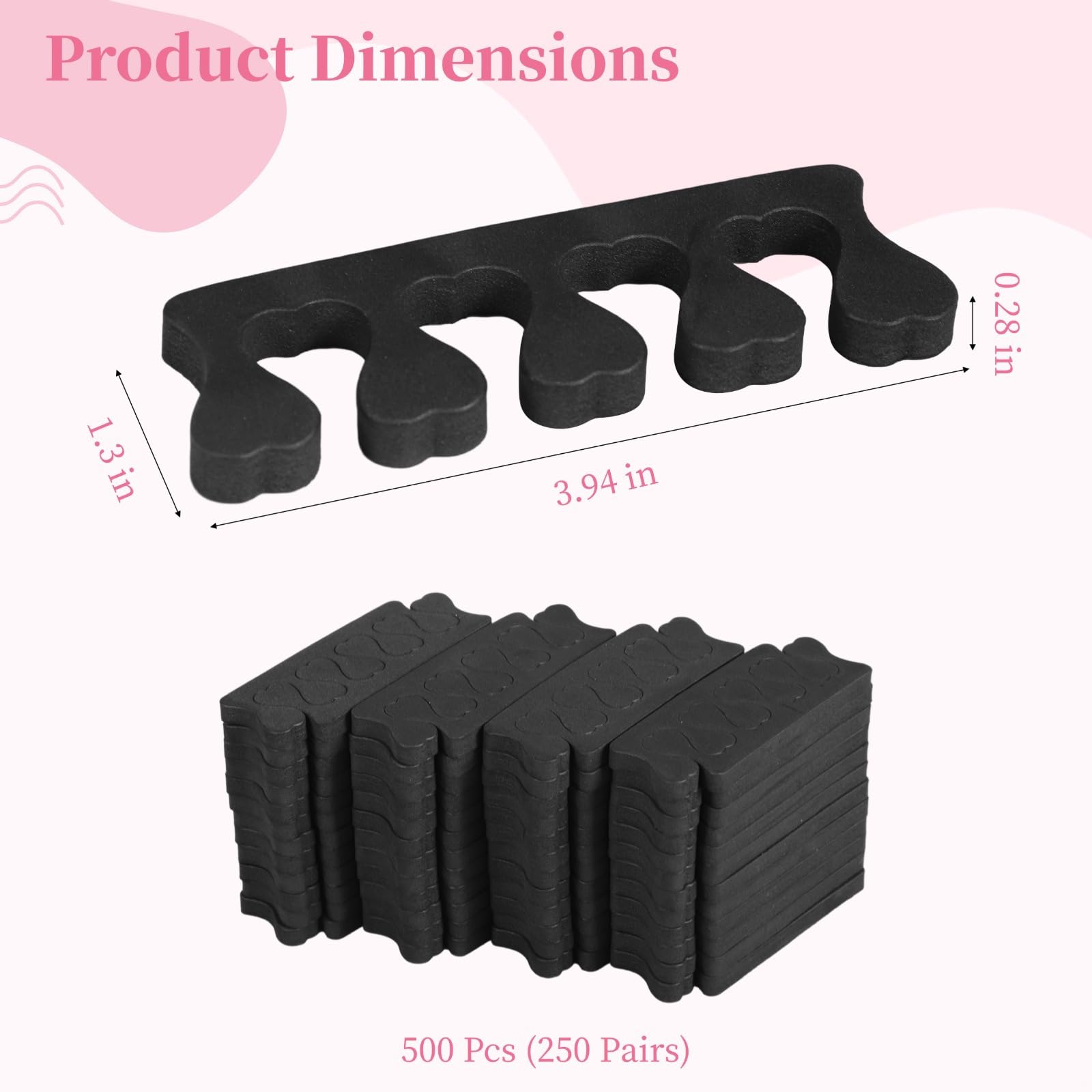 Separadores de dedos de esponja EVA, 500 unidades, 250 pares para pedicura, pintura y pulido, separadores de dedos suaves y esparcidores de dedos, ligeros para salón, oficina y hogar