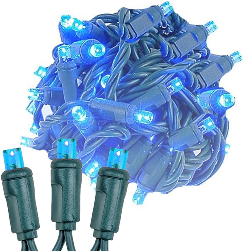 Novelty Lights 50ft 100 LED Warm White Christmas Lights Outdoor/Indoor, 6" Spacing, Green Wire String Lights for Festive Xmas Lighting, IP55, UL Listed, Dimmable, Connectable