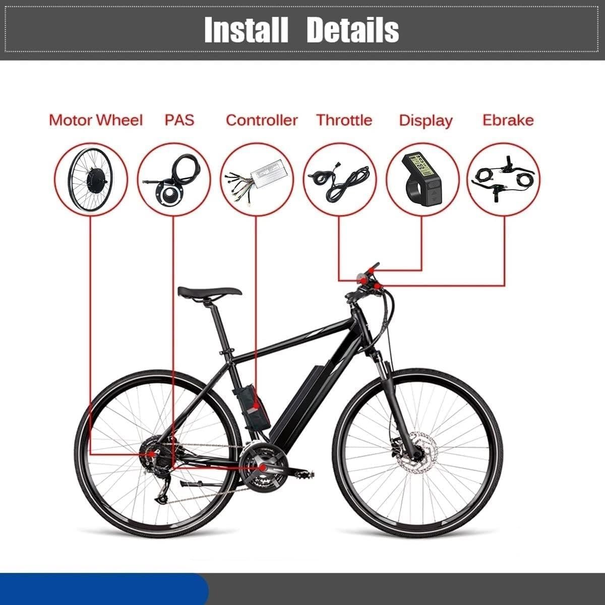20"/24"/26"/27,5"/28"/29"/700C, zestaw do konwersji tylnego koła do rowerów elektrycznych 1000 W/1500 W LED, silnik piasty roweru elektrycznego 48 V