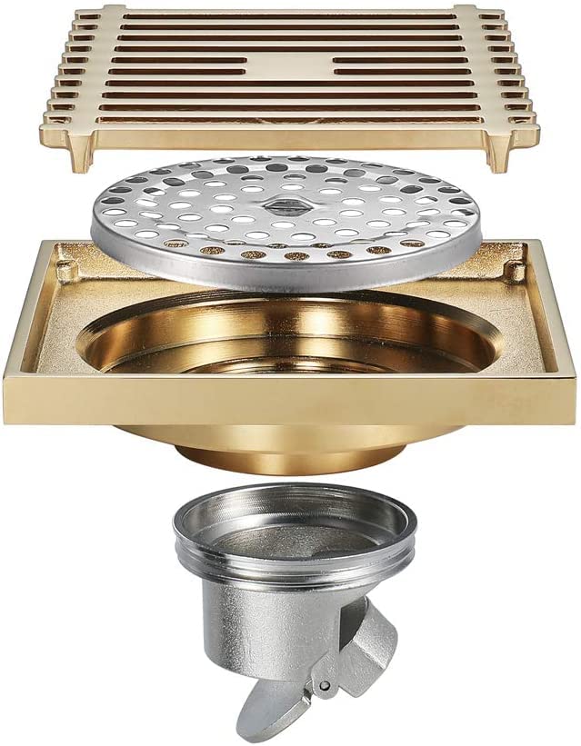 Drain de douche en laiton avec filtre à cheveux et système de drain de sol linéaire