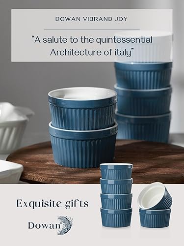 Miniatura 38 de DOWAN - Cazuelita de porcelana, para servir o para soufflé, Creme Brulee, de estilo clásico para hornear, juego de 6 Blanco