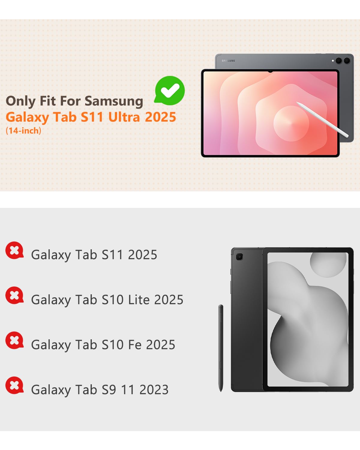 Etui do Samsung Galaxy Tab S11 Ultra 37.1 cm, magnetyczne mocowanie i uchwyt na długopis S do S11 Ultra, automatyczne budzenie/uśpienie, wiele kątów widzenia, wąska lekka obudowa kompatybilna
