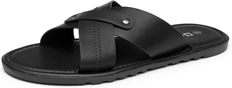 Amazon.com | Alpine Swiss Saul Mens Vegan Leather Slide Sandals