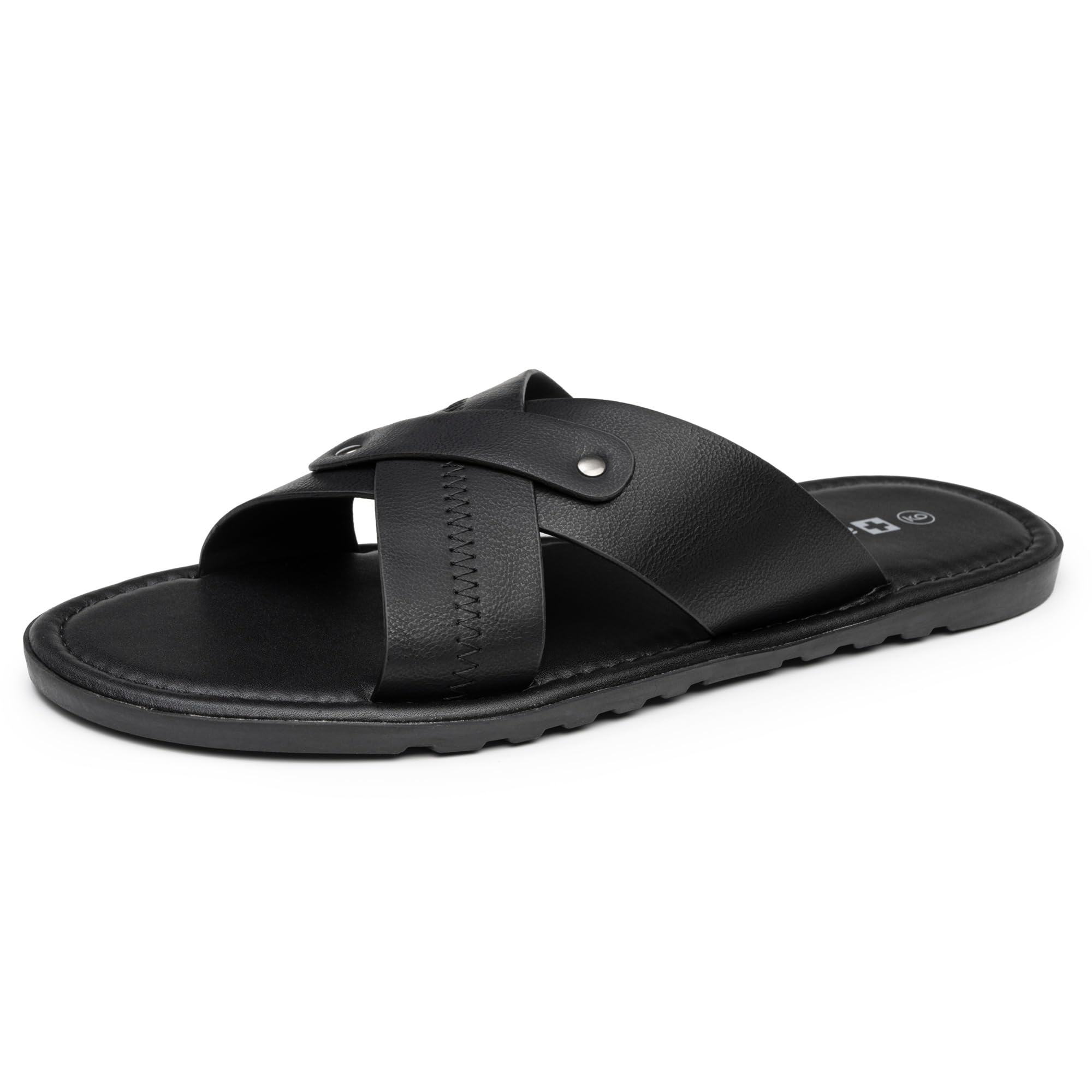 Alpine Swiss Saul Mens Vegan Leather Slide Sandals Dressy Indoor Outdoor Summer Shoes