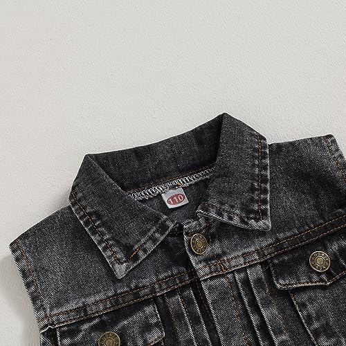 Ledy Champswiin Denim Vest Kids Girl Boy Fashion Coats Turn Dwon Collar Sleeveless Jackets Trendy Outwear3