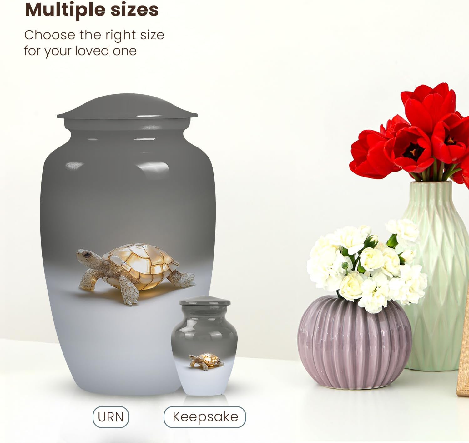 Turtle Haven Urn - Mini Urns for Human Ashes - Urn for Ashes Adult Male - Cremation Urns for Human Ashes - Human Urns for Ashes - Adult Urns for Human Ashes Women - Burial Urn - Combo Large & 4 Small