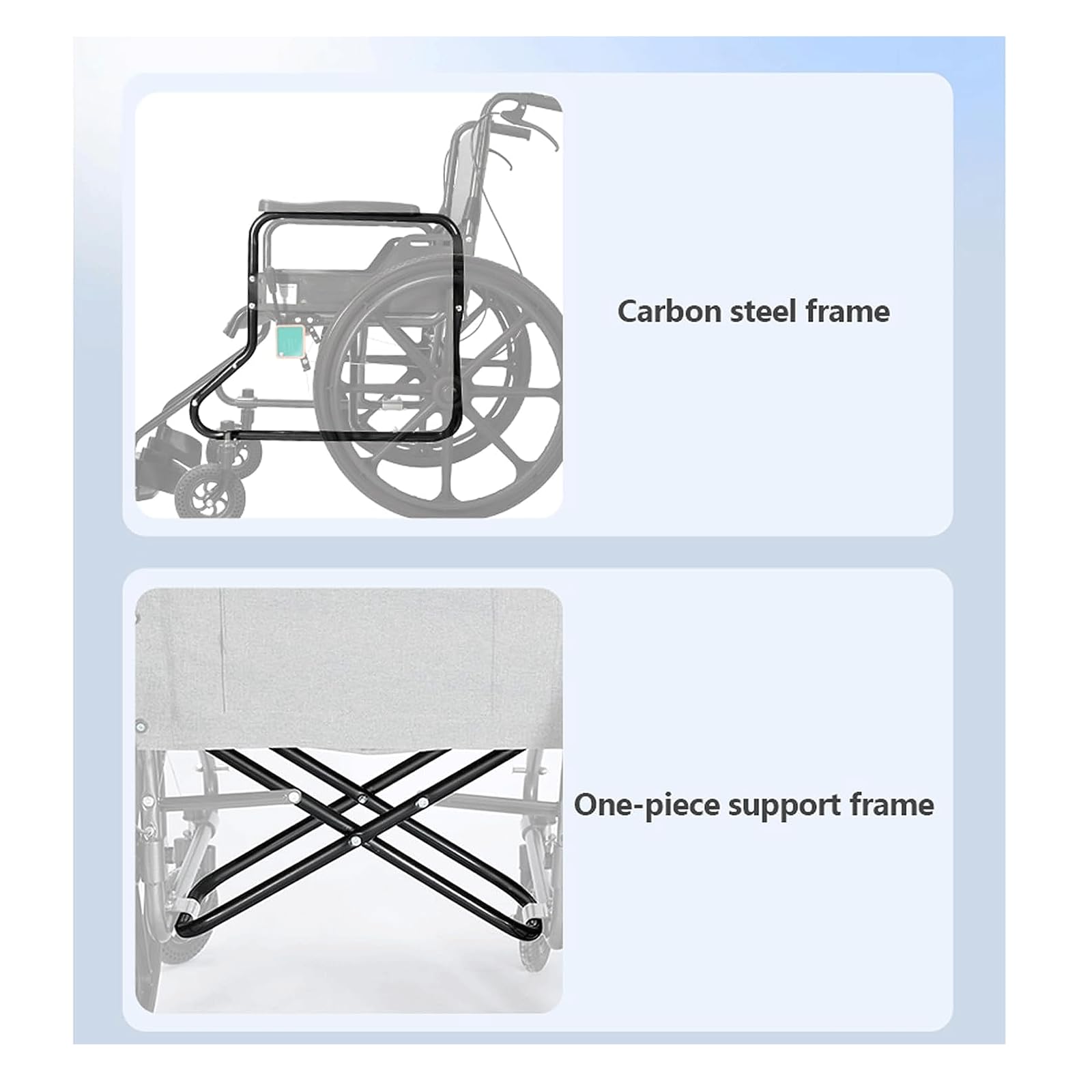 Sillas De Ruedas Sillas De Ruedas Ligeras Sillas De Ruedas Plegables De Acero Al Carbono para Transporte con Frenos De Mano Y Pedales Ajustables Silla De Ruedas Manual Ligera