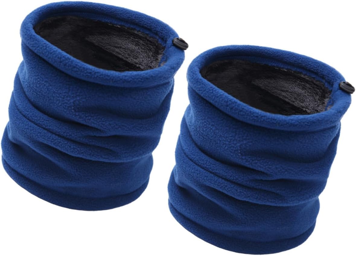 ibasenice 2pcs Blue Double Layer Fleece Neck Warmer Scarf Cold Weather Outdoor Mask