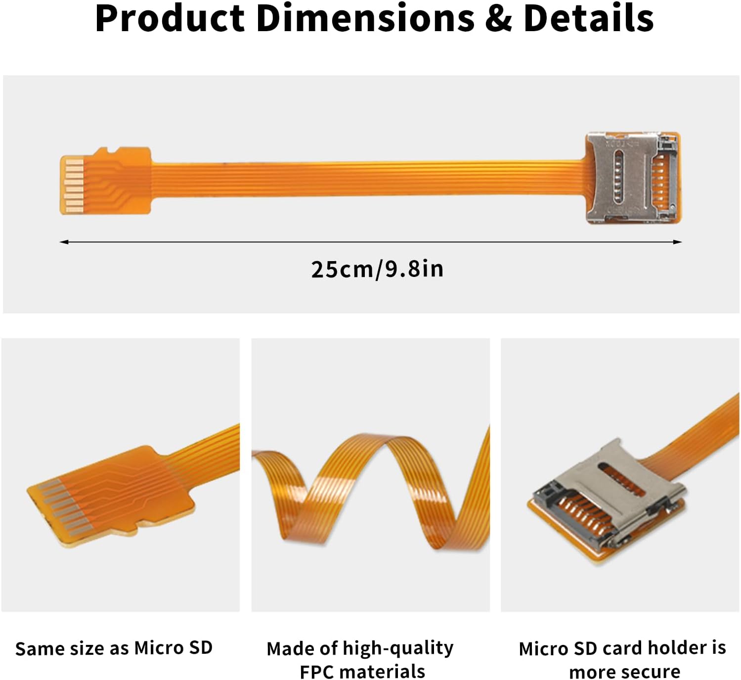 Micro SDHC Card Extension Cable TF Card Adapter FPC Micro SDXC Card Reader Extension Wire (9.8in/25cm) image 4