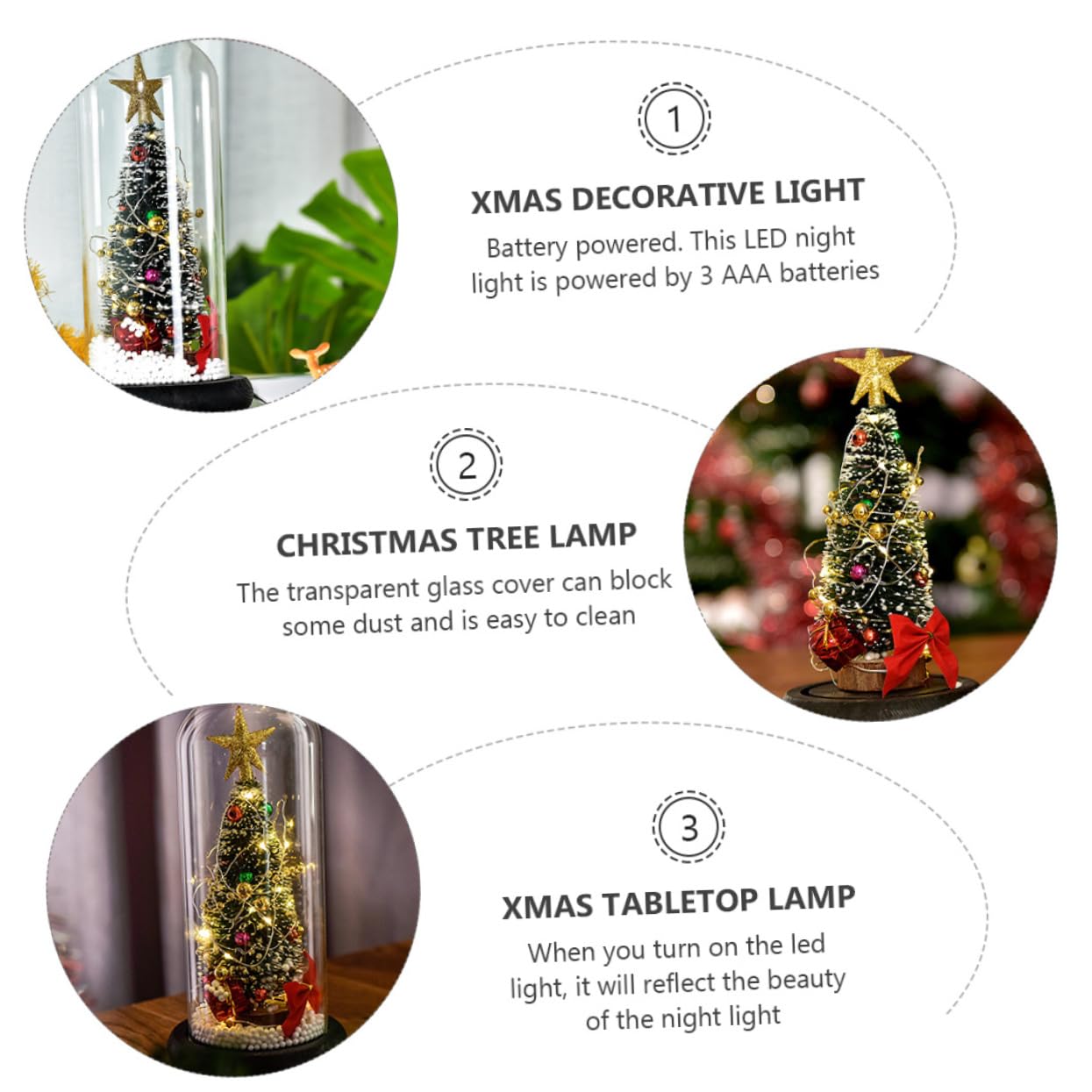 GOOHOCHY 1pc Christmas Tree Desktop Lamp with Glass Cover Led Night Light for Festive Atmosphere for Holiday Decor and Christmas Parties Soft Lighting for Warmth and Cheer